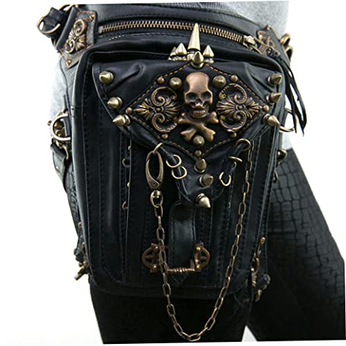 Steampunk -Taillenpackung, Faux Leder Motorradbeinbeinbeinbein, gotische Retro -Umhängetasche, Crossbody -Tasche für Frauen Männer von Hemore