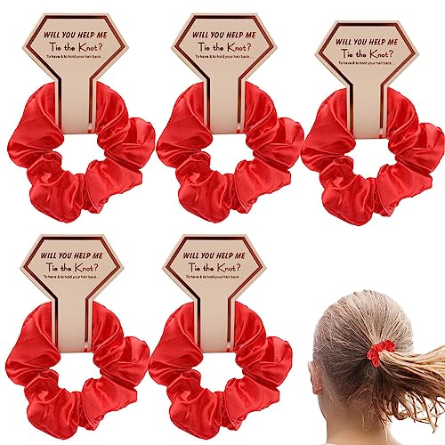 Bachelorette Scrunchies - 5 Stück Brautjungfern-Haargummis aus Stoff - Weiche, bequeme Haargummis für verdicktes Haar für Mädchen und Frauen Hemousy von Hemousy