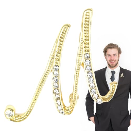 Goldene Buchstabennadeln Initiale,Goldene Broschennadeln in Buchstabenform - Initiale Strassbrosche, Buchstabenbrosche, Initialornamente, Anstecknadelschmuck für Mädchen und Frauen Hemousy von Hemousy