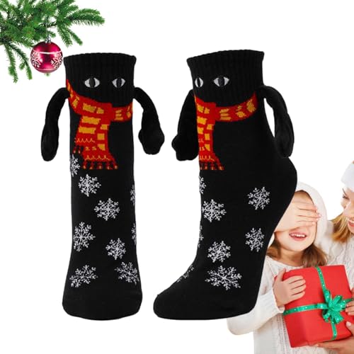 Weihnachtshandsocken - Mid Tube Socken Magnetische Handsocken,Bequeme und lustige Freundschafts-Hand-in-Hand-Socken, Weihnachtssocken für Damen und Herren, Hemousy von Hemousy