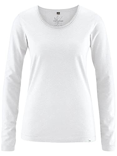 HempAge Damen Langarmshirt Hanf/Bio-Baumwolle White, Gr. XL von HempAge