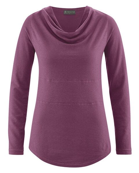 HempAge Damen Langarmshirt mit Wasserfallkragen Hanf/Biobaumwolle von HempAge