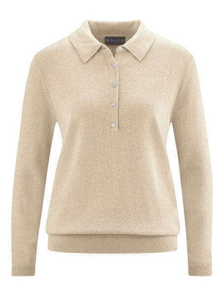 HempAge Damen Polo-Strickpullover Hanf/Bio-Baumwolle von HempAge