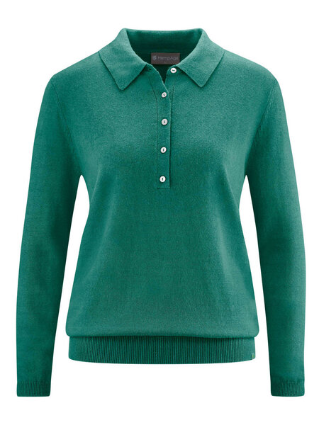 HempAge Damen Polo-Strickpullover Hanf/Bio-Baumwolle von HempAge