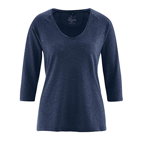HempAge Damen Raglan-Shirt Hanf/Bio-Baumwolle, Navy, Gr. L von HempAge