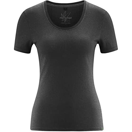 HempAge Damen T-Shirt Breeze aus Bio-Baumwolle und Hanf (M, Marine) von HempAge