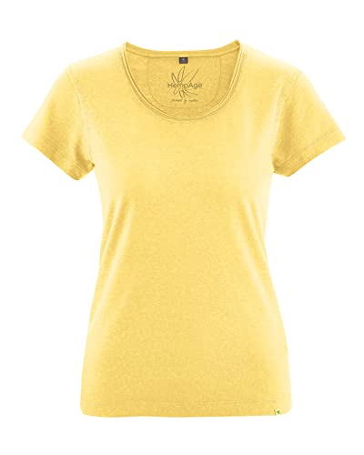 HempAge Damen T-Shirt Hanf Baumwolle Butter, M von HempAge