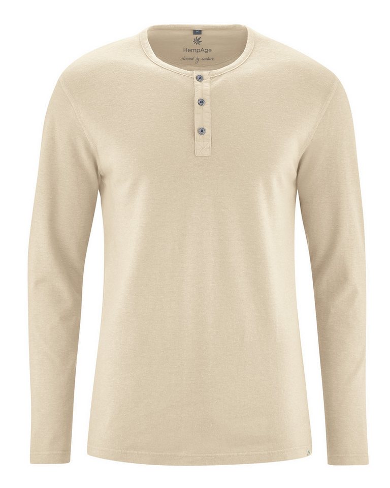 HempAge Henleyshirt DH833 Angerautes Langarm-Henley von HempAge