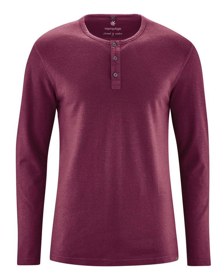 HempAge Henleyshirt DH833 Angerautes Langarm-Henley von HempAge