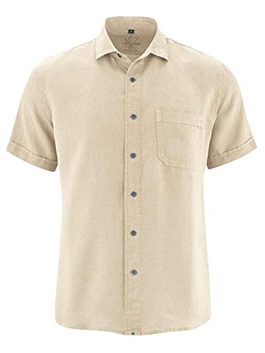 HempAge Herren 100% Hanf Kurzarmhemd, Farbe: gobi, Gr.: XL von HempAge
