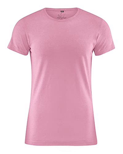 HempAge Herren Kurzarm-Shirt Slim fit Rundhalz Hanf Bio Baumwolle, Fair gehandelt (L, Rose) von HempAge