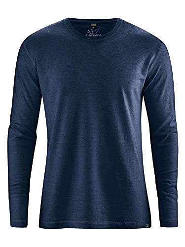 HempAge Herren Langarmshirt Bio-Baumwolle/Hanf, Navy, Gr. XL von HempAge