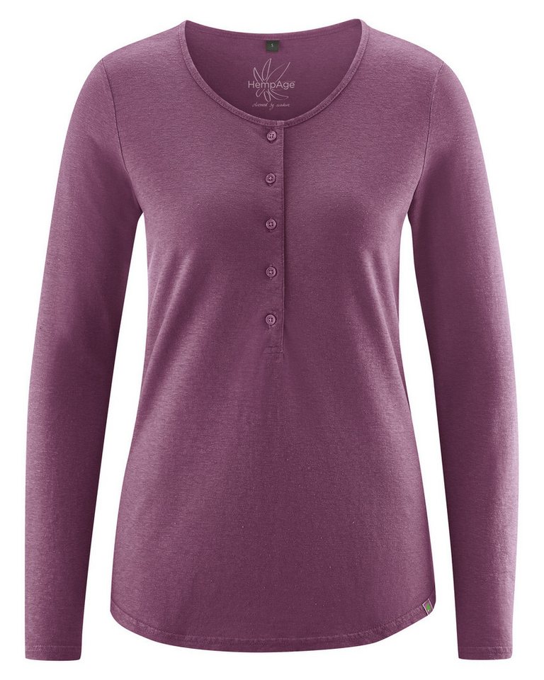 HempAge Langarmshirt Basic Damen Henley Hanf/Biobaumwolle Normal Fit von HempAge