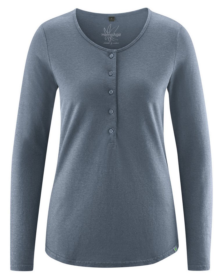 HempAge Langarmshirt Basic Damen Henley Hanf/Biobaumwolle Normal Fit von HempAge