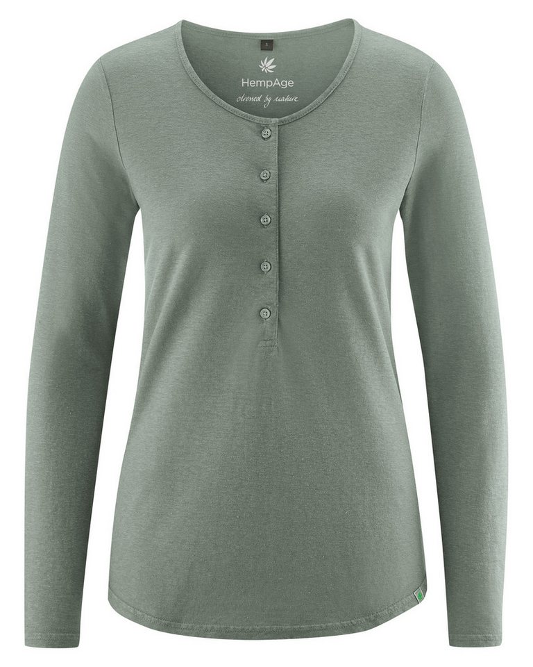 HempAge Langarmshirt Basic Damen Henley Hanf/Biobaumwolle Normal Fit von HempAge