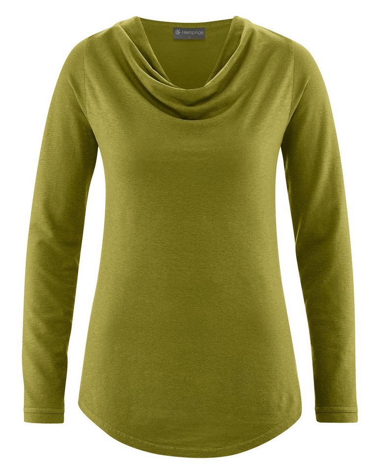 HempAge Langarmshirt Langarmshirt mit Wasserfallkragen Hanf (Lyocell) von HempAge
