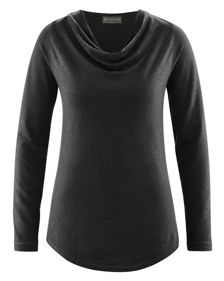 HempAge Langarmshirt Langarmshirt mit Wasserfallkragen Hanf (Lyocell) von HempAge