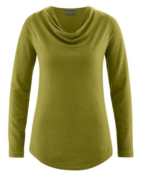 HempAge Langarmshirt mit Wasserfallkragen Hanf/Biobaumwolle von HempAge