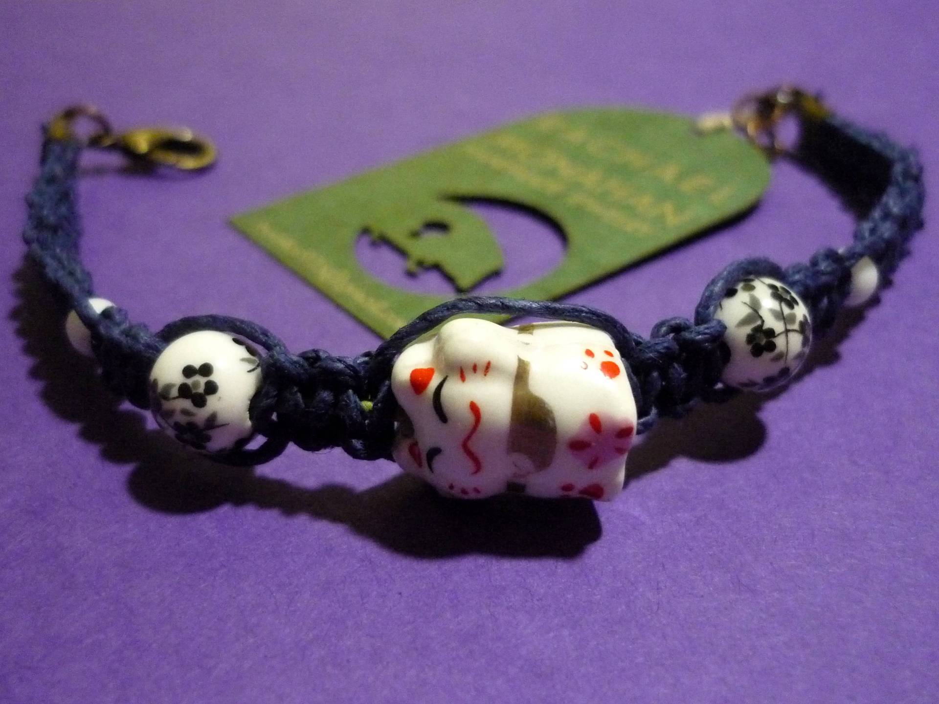 Glückskatze Hanf Armband Glückskatze Hanf Armband von HempCraftsbyRachael