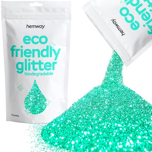 Hemway Eco Friendly Biologisch abbaubarer Glitter 100 g / 3,5 oz Kosmetik Bio Safe Vegan Funke für Gesicht, Lidschatten, Craft - 1/40 Zoll 0,025 Zoll 0,6 mm - Türkis von Hemway