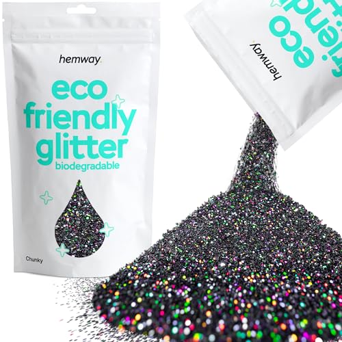 Hemway Eco Friendly Biodegradable Glitter 100g / 3,5 Unzen Bio Cosmetic Sicher Sparkle Vegan für das Gesicht, Lidschatten, Körper, Haar, Nagel - 1/40" 0,025" 0,6mm - Schwarz Holographische von Hemway