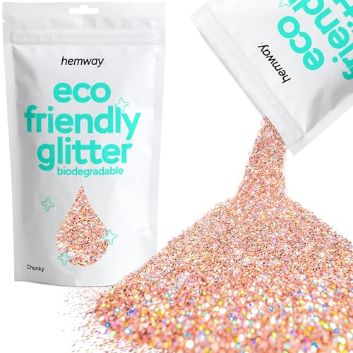 Hemway Eco Friendly Biodegradable Glitter 100g / 3,5 Unzen Bio Cosmetic Sicher Sparkle Vegan für das Gesicht, Lidschatten, Körper, Haar, Nagel - 1/40" 0,025" 0.6mm - Rose Gold Holographic von Hemway