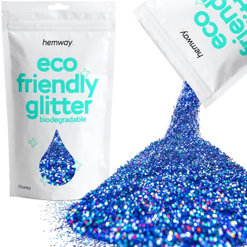 Hemway Eco Friendly Biodegradable Glitter 100g / 3,5 Unzen Bio Cosmetic Sicher Sparkle Vegan für das Gesicht, Lidschatten, Körper, Haar, Nagel - 1/40" 0,025" 0.6mm - Sapphire Blue Holographic von Hemway