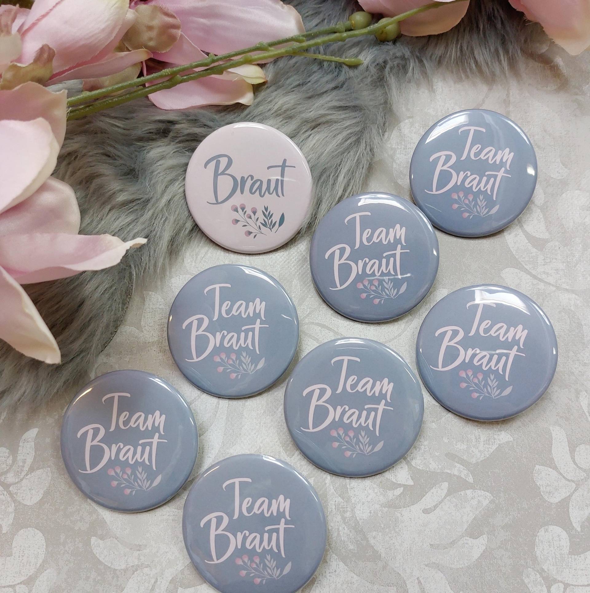 8Er Set Jga Buttons Rosen Braut Team von HenStag