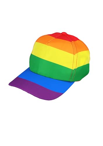 HENBRANDT Rainbow Pride Baseball Cap 6-Streifen Gay Pride Flag Snapback Hut Unisex LGBTQ+ Zubehör Kostüm Kopfbedeckung Festival Sommer Sonnenhut für Damen und Herren, regenbogenfarben, Einheitsgröße von Henbrandt