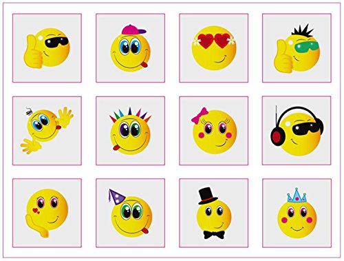 Henbrandt 12 X Kinder Tattoos Spielzeug Party Smiley Gesichter von Henbrandt