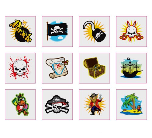 Henbrandt Temporäre Tattoos – Pirat – 12 x 1 Packung = 12 Tattoos im Lieferumfang enthalten Henbrandt Temporäre Tattoos – Pirat – 12 x 1 Packung = 12 Tattoos im Lieferumfang enthalten von Henbrandt