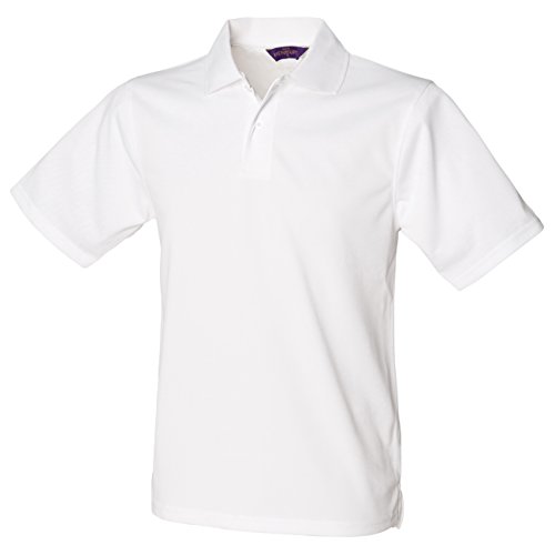 Henbury Coolplus Herren-Poloshirt, feuchtigkeitsregulierend Gr. L, weiß von Henbury