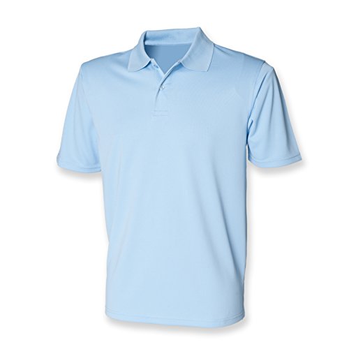 Henbury Coolplus Herren Poloshirt aus Piqué, Hellblau, XXL von Henbury