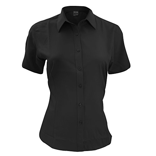 Henbury Damen Bluse/Arbeitshemd/Arbeitsbluse, kurzärmlig, Anti-bakteriell (Large) (Schwarz) von Henbury