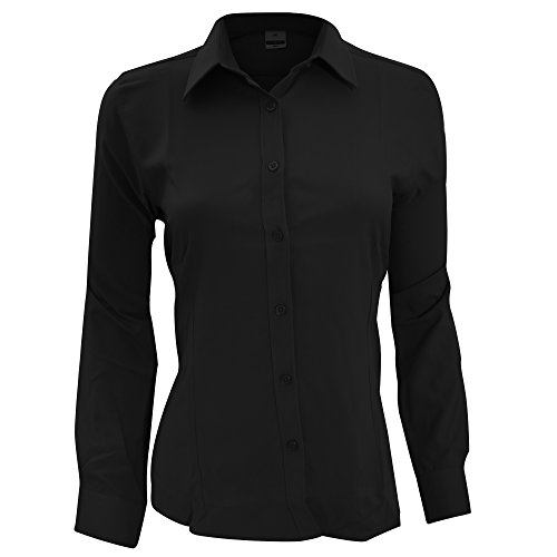 Henbury Damen Bluse/Arbeitshemd/Arbeitsbluse, langärmlig, Anti-bakteriell (XL) (Schwarz) von Henbury