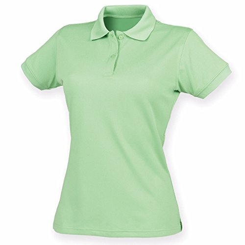 Henbury Damen Coolplus Wicking Poloshirt Micro Pique Flachstrickkragen und Rippbündchen taillierte Form Gr. 40, lindgrün von Henbury