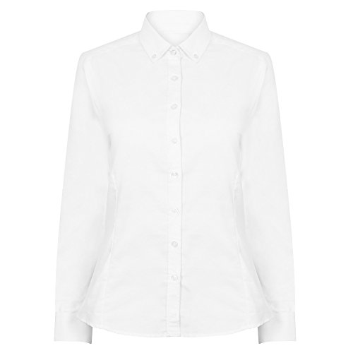 Henbury Damen Modern Langarm Oxford Bluse (XL) (Weiß) von Henbury