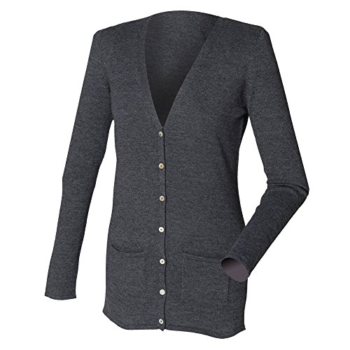 Henbury Damen Strickjacke mit V-Ausschnitt (2XL) (Grau) von Henbury