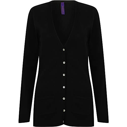 Henbury Damen Strickjacke mit V-Ausschnitt (Large) (Schwarz) von Henbury