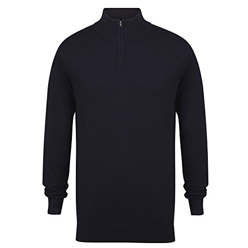 Henbury Herren 1/4 Zip Langarm Pullover (L) (Marineblau) von Henbury