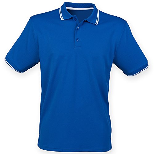 Henbury Herren Coolplus Polo-Hemd, Kurzarm (Large) (Königsblau/Weiß) von Henbury