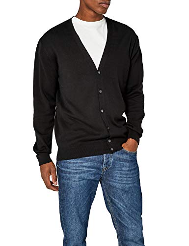 Henbury Herren Feinstrick-Strickjacke mit V-Ausschnitt (XS) (Schwarz) von Henbury