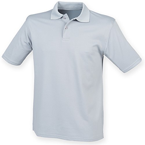 Henbury Herren Polo-Shirt Coolplus Pique (L) (Silbergrau) von Henbury