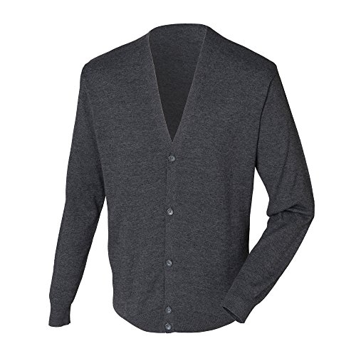 Henbury Herren Mens Lightweight V Cardigan Strickjacke, Grau (Grey Marl), Large von Henbury