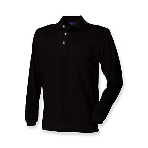 Henbury klassisches Piqué-Poloshirt, langarm Gr. Large, schwarz von Henbury