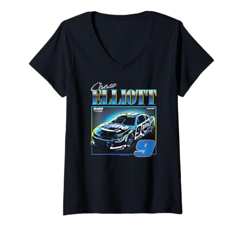 Damen Hendrick Motorsports Chase Elliot #9 Y2K Distressed Poster T-Shirt mit V-Ausschnitt von Hendrick Motorsports