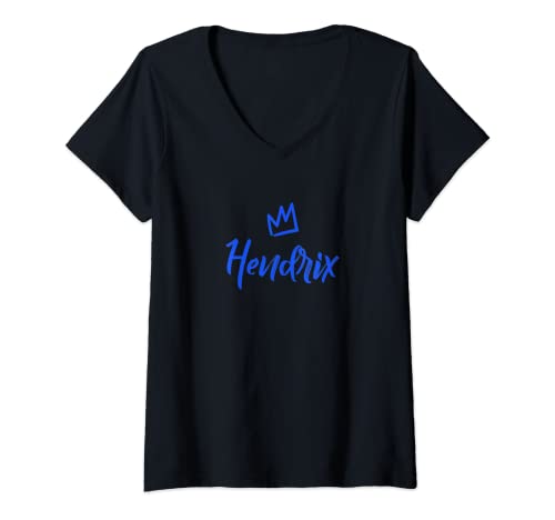 Damen Hendrix the King / Blaue Krone & Name für Männer Called Hendrix T-Shirt mit V-Ausschnitt Damen Hendrix the King / Blaue Krone & Name für Männer Called Hendrix T-Shirt mit V-Ausschnitt von Hendrix Name Tag Apparel / Men Named Hendrix