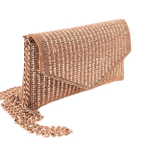 Abendtasche mit Strasssteinen, glitzernde Diamanten, Clutch, Handtasche, Crossbody-Tasche für Damen, Party, Club, Hochzeit, Abschlussball, champagnerfarben / goldfarben von Hengdali