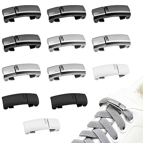 Hengxinc 12 Stück Schnürsenkel, 4 Farben Magnet Schnellverschluss für Erwachsene und Kinder, Schnürsenkel Set mit Sicherheitsverschluss, für Sneaker Freizeitschuhe von Hengxinc