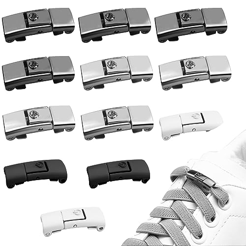 Hengxinc 12 Stück Schnürsenkel 4 Farben Schnürsenkel Schnellverschluss Erwachsener Kinder Schnellverschluss für Sneaker Freizeitschuhe (Schnalle) von Hengxinchen